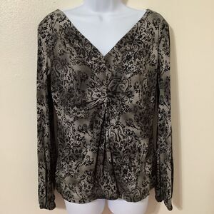 Whimsygoth Witchy Gothic Romantic Dark Fairy Mesh Paisley Peasant Blouse XL